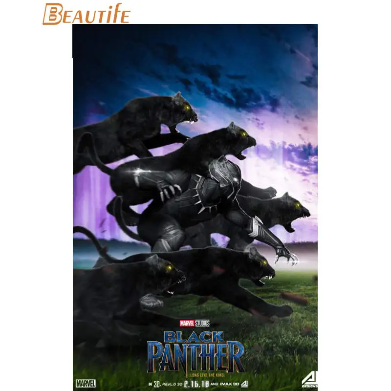 

Hot Sale Custom Black Panther Poster Home Decoration Fashion Silk Fabric Wall Poster Custom Poster