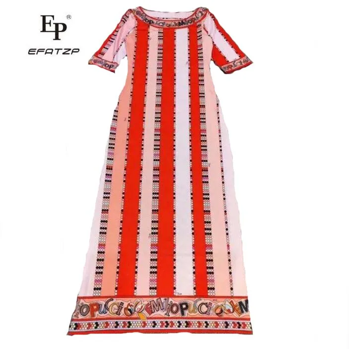 EFATZP новое женское Модное Длинное платье с коротким рукавом и геометрическим