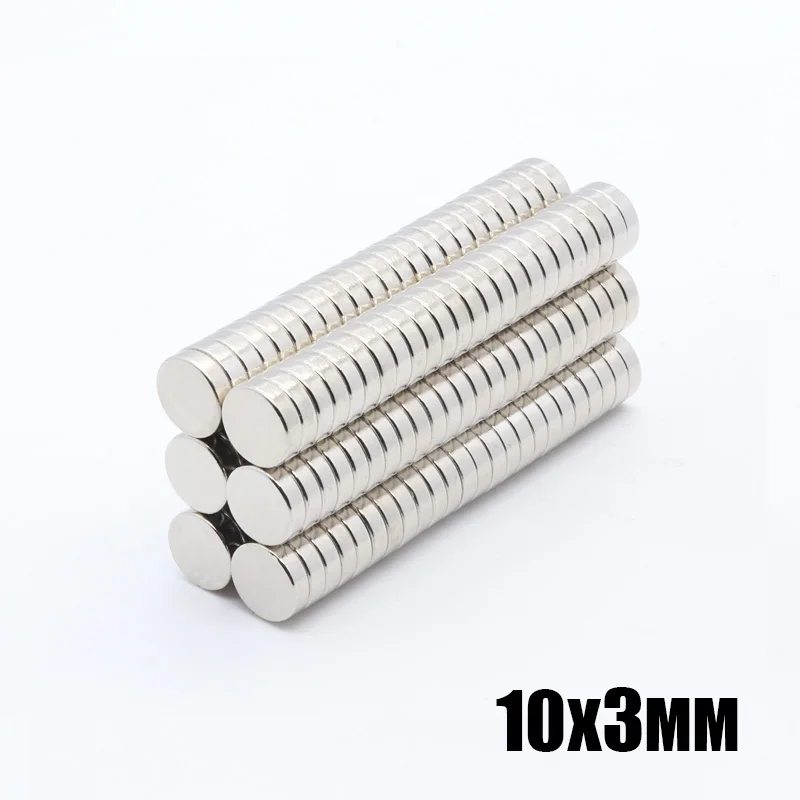200 шт 10x3 мм неодимовый магнит 10x3 редкоземельный маленький сильный Круглый Постоянный 10*3 мм Электромагнит на холодильник NdFeB никель магнитный