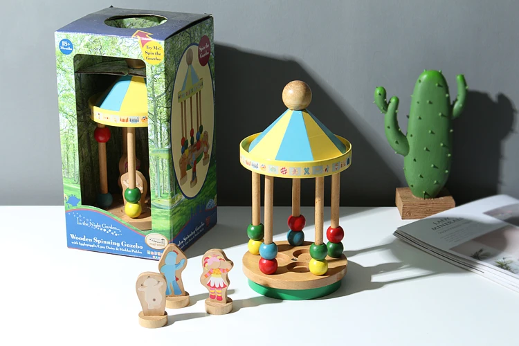 candice guo! funny wood toy in the night garden wooden spinning gazebo pavilion decoration baby kids birthday Christmas gift | Игрушки и