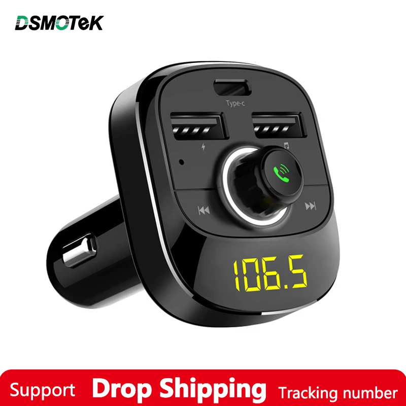 Автомобильный FM-передатчик DSMOTEK с Bluetooth гарнитурой USB/TF-картой функцией