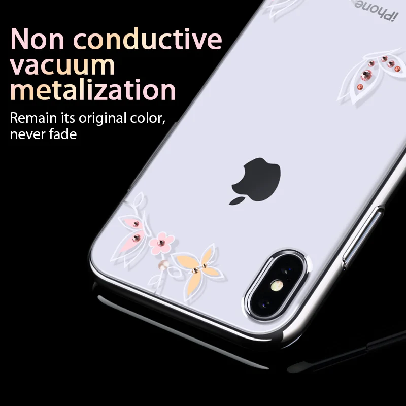 KINGXBAR для iPhone Xs Max цветок чехол тонкий прозрачный Макс крышка Роскошный Кристалл