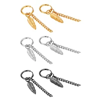 boniskiss 2021 new trendy tassel chain feather womens hoop earrings mens bijoux gold stainless steel jewelry aros mujer oreja