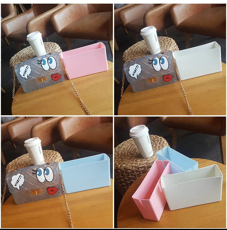 

New Summer cartoon big eyes handbag chain small jelly bag women candy color handbag clear messenger bag