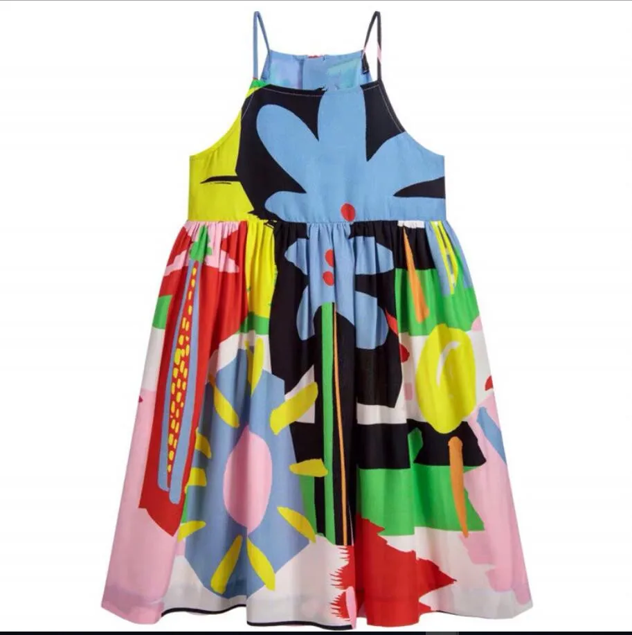 Новинка 2019 высококачественное летнее платье для девочек с цветочным принтом