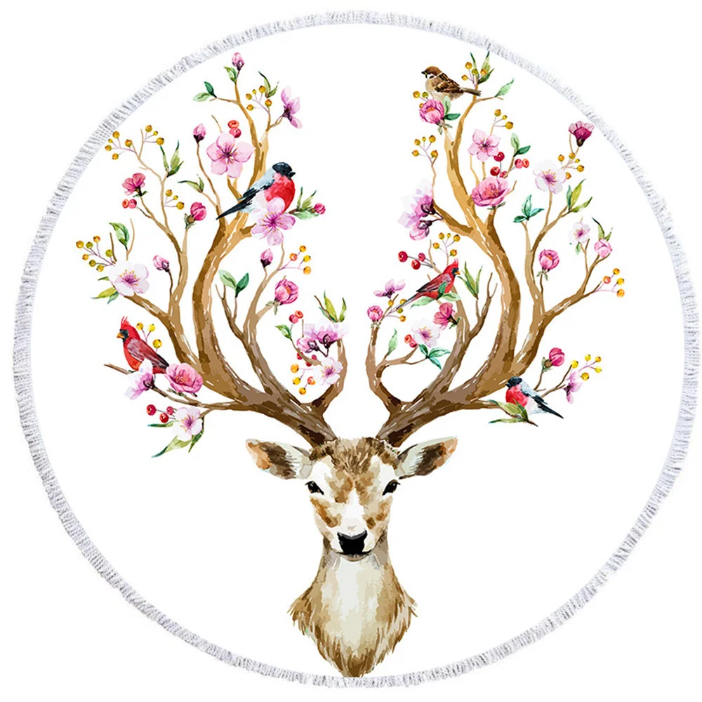 Круглый пляжное полотенце с животным принтом Индийский Слон лося микрофибра