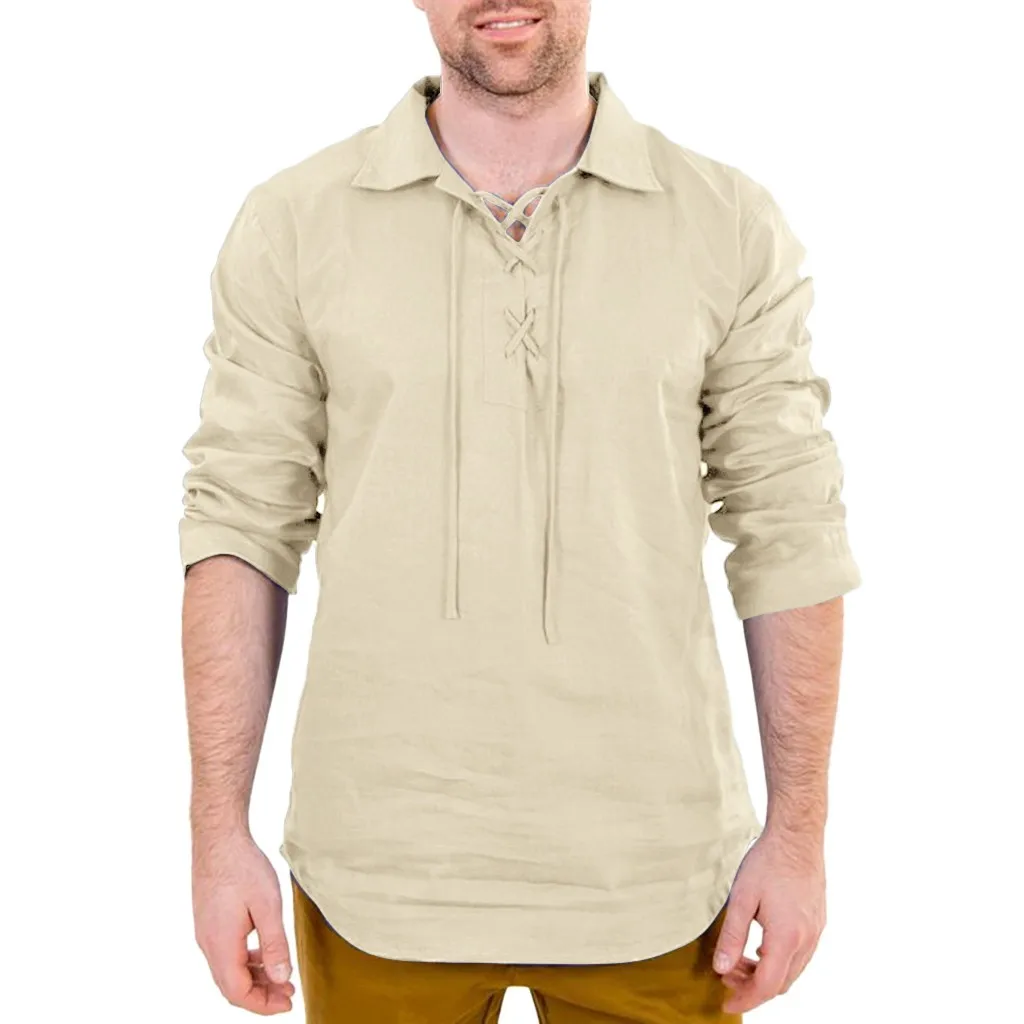 camiseta hombre, Мужская мешковатая рубашка из хлопка и льна с длинным рукавом, Ретро стиль, туника, топы, блузки, camisa social masculina