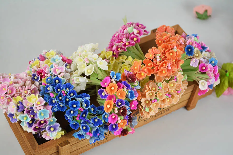 5 цветов маленькие бумажные букеты мини цветы из тутового дерева для