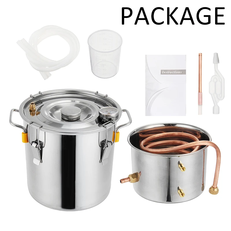 3GAL/12L дистиллятор Самогонный спирт дистиллятор из нержавеющей меди DIY домашний Вода Вино эфирное масло пивоварения комплект