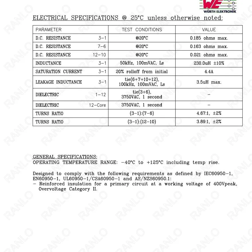 PQ2625 WE 750343068 85 400VDC магнитных ферритовых сердечников трансформатор|core transformer|ferrite core