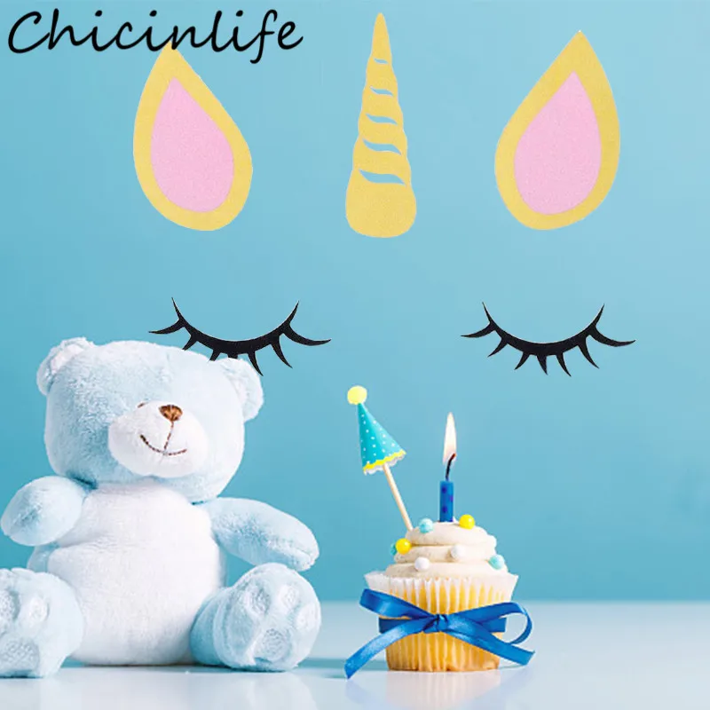 Chicinlife 1 набор Единорог ресницы наклейки фон День Рождения Вечеринка Baby Shower
