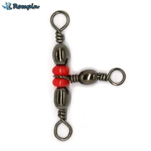 Rompin 20 шт.лот 3-сторонняя рыболовная Скалка, латунный цилиндр, тройные Вертлюги, подшипник, соединитель, твердое кольцо, рыболовные снасти, аксессуары