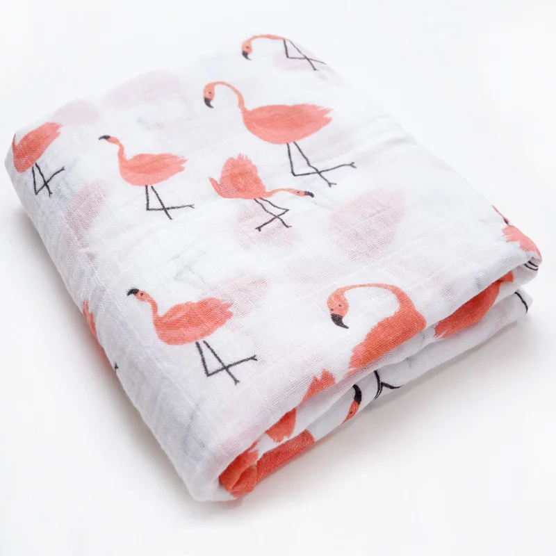 Flamingos Хлопковые детские одеяла для новорожденных, супер мягкие детские месячные одеяла, подгузники из муслина, пеленка для младенцев, детское банное полотенце, одежда для коляски - Цвет: Flamingos