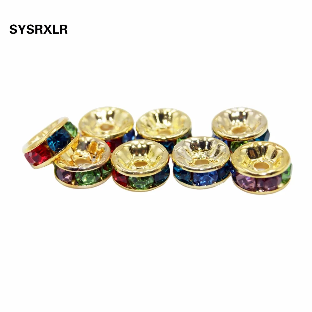 Оптовая продажа 100 шт. покрытием золото Цвет свободные Украшенные стразами