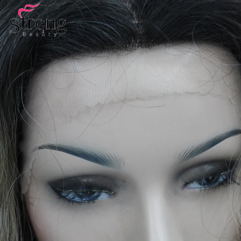 StrongBeauty длинный термостойкий парик блонд омбре с волнистыми кружевами спереди|wig
