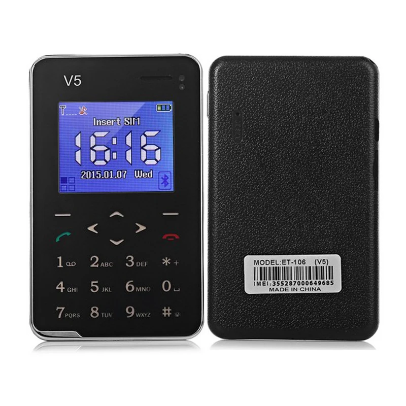 Новый мобильный телефон AEKU V5 Card 6 9 мм Ультратонкий карманный мини-телефон с 1