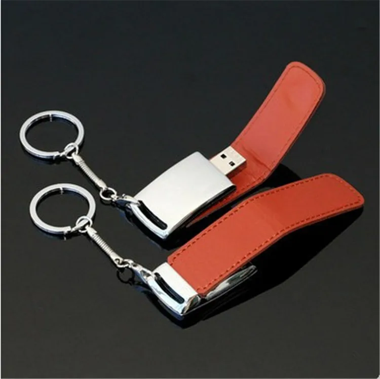 USB флэш накопитель с логотипом под заказ + брелок для ключей ПК кожаные флэшки 64 ГБ
