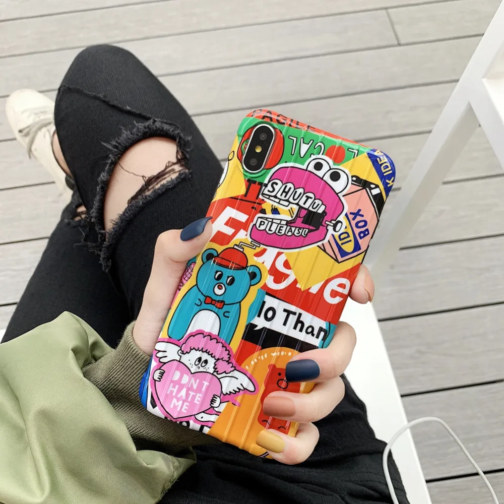 Брендовый чехол для iPhone X Xs Max Xr 7 8 Plus чемодана высококачественный из ТПУ 6 6s мягкий
