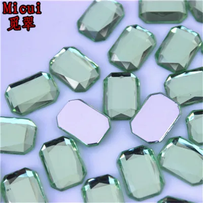 Green Micui, 100 шт., 10*14 мм, с плоской задней частью, Кристальные Акриловые стразы, стразы, хрустальные камни, прямоугольные камни для одежды, ремесла ZZ717 - Цвет: Green