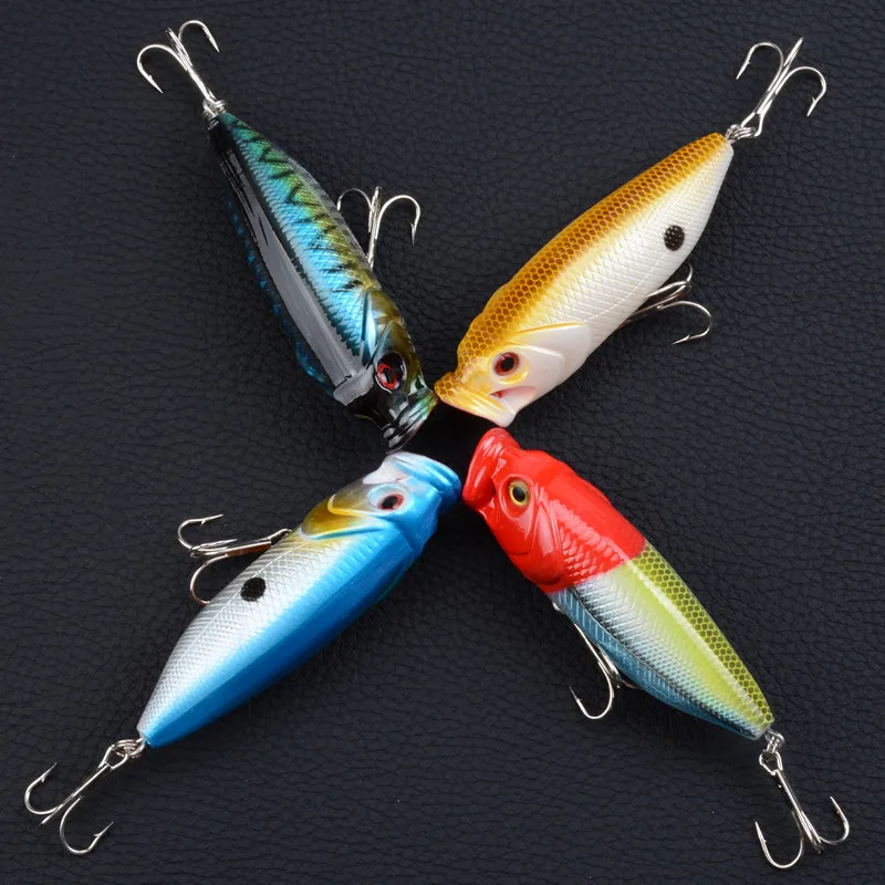 1pcs 8cm 14g 4 Colors 6# Hook Environmental protection paint ABS Plastic Fish Type 3D eyes Fishing Bait Sea Lure | Спорт и