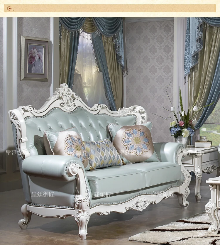Антикварный стиль классическая мебель из натуральной кожи гостиная диван с