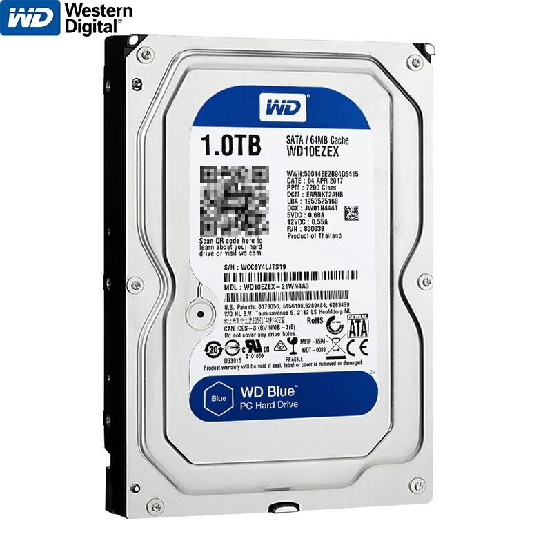Новый внутренний жесткий диск Western Digital WD Blue 1 ТБ HDD 3 5 дюйма 7200 об/мин SATA для