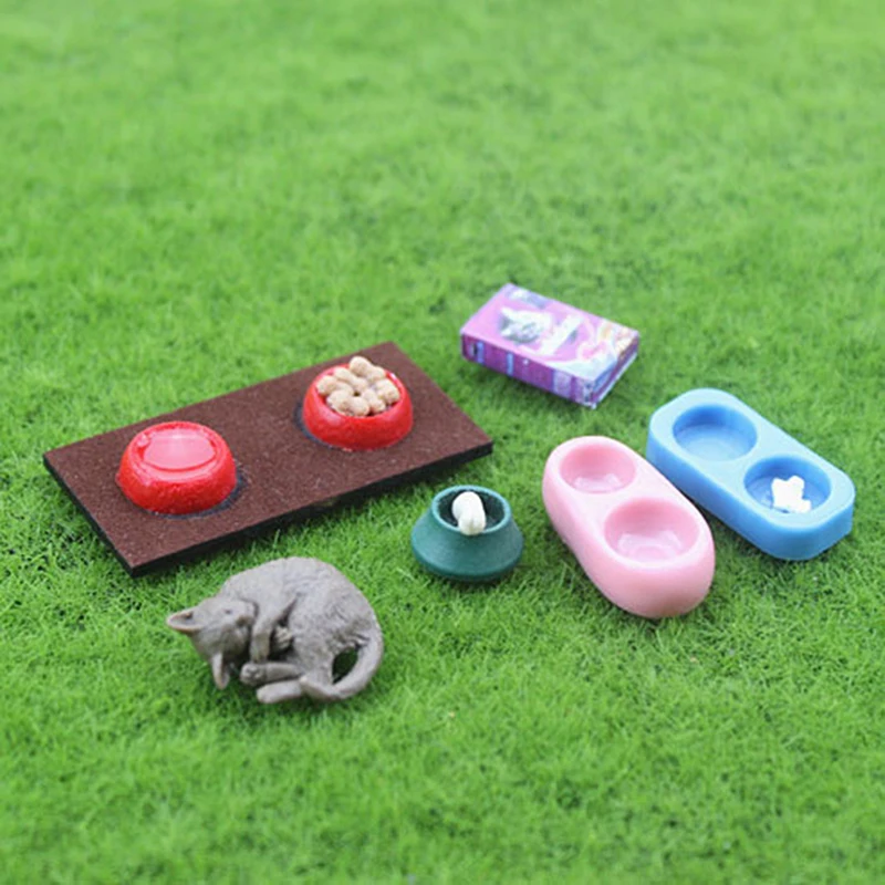 

1PC Mini Resin Pet Food Bowl Cat Dog Food Container For 1/6 1/12 Dollhouse Pretend Furniture Toy Gift For Children New