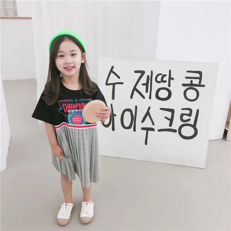 Новое поступление летних хлопковых платьев с буквенным принтом в Корейском