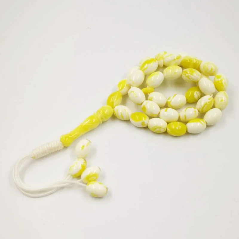 Мужской браслет с ароматом Tasbih желтый искусственным из смолы цветными желтыми