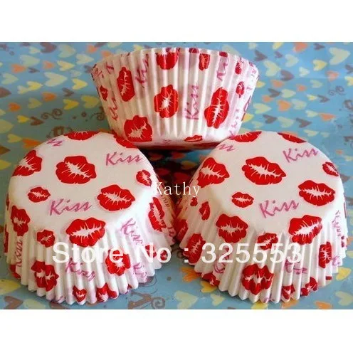100 шт. Красный Sexy Hot Lips выпечки чашки кекс лайнеры | Дом и сад
