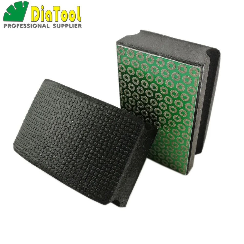 DIATOOL 2pcs Electroplated Diamond Hand Pad 90X55MM Grit #100 Foam Backed Polishing | Инструменты