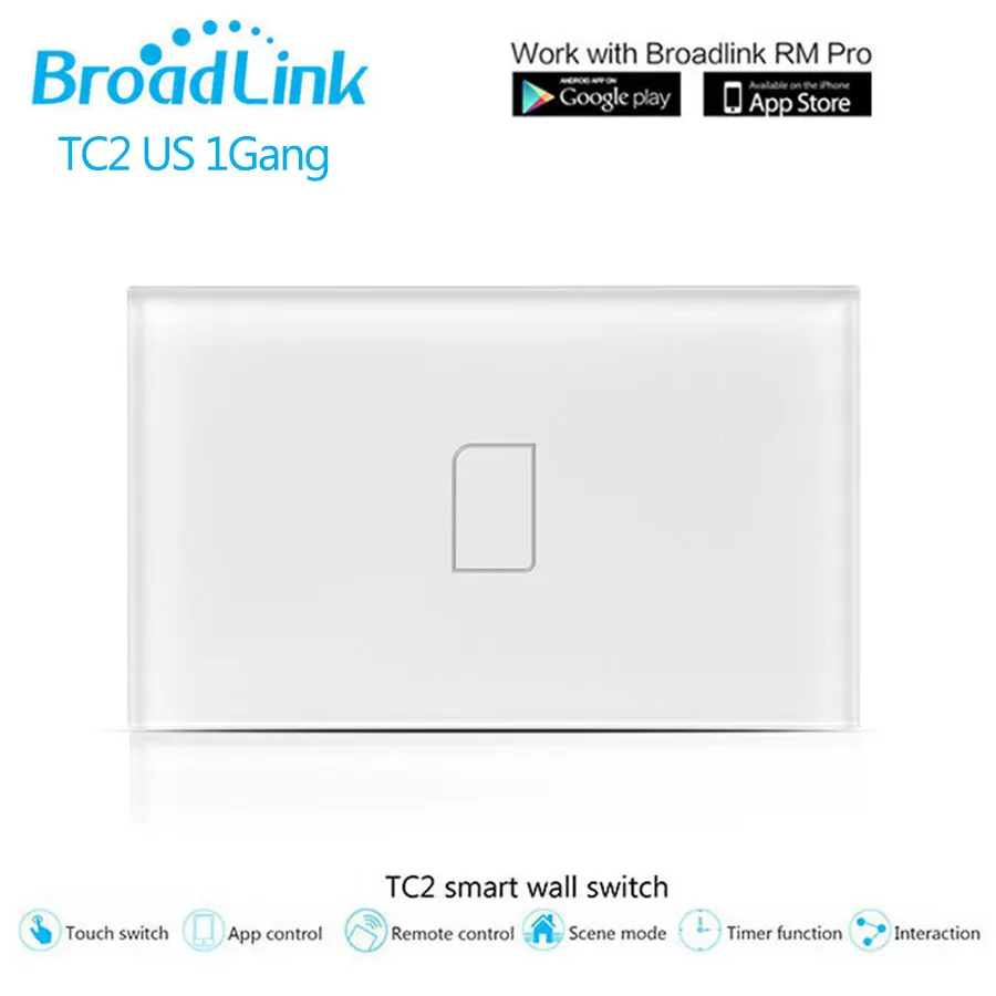 Broadlink TC2 Smart RF433 Touch Light Switch US/AU Standard 1Gang Wireless Wifi Remote Control Wall 110V 220V Glass Panel | Электроника