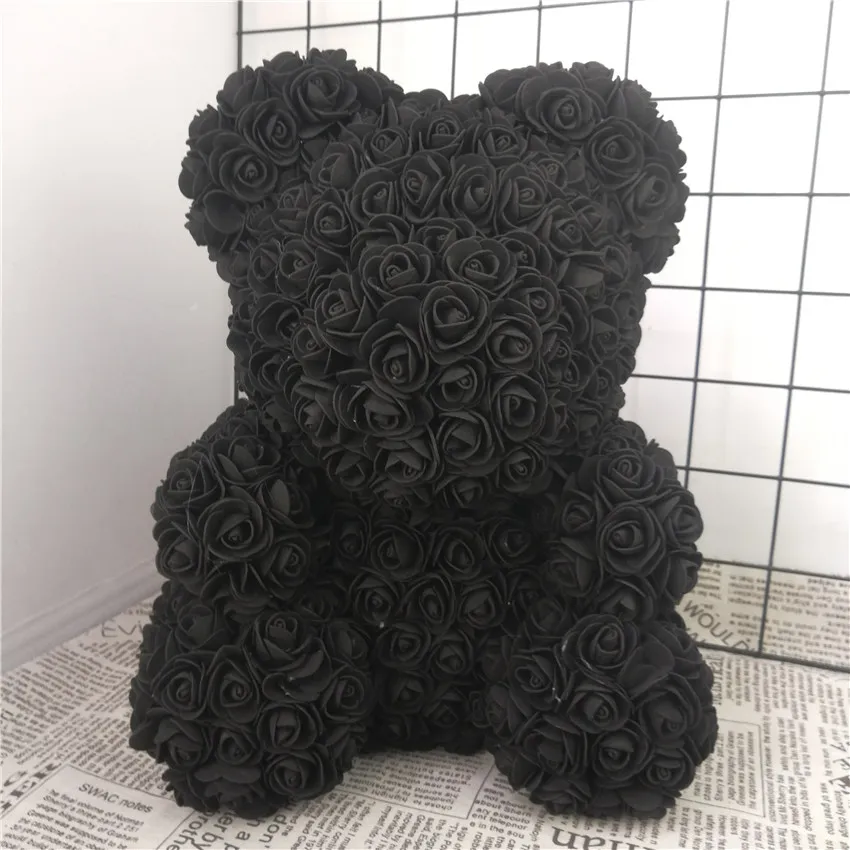25/38 см искусственные цветы розы медведь многоцветный ПЕНА РОЗА Teddy Bear девушке подарок на день Святого Валентина вечерние украшения - Цвет: 40cm black