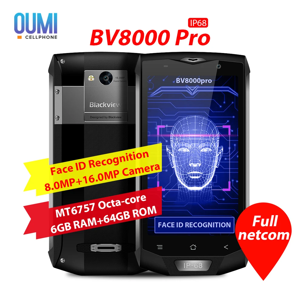 Blackview bv8000 Pro 4 г мобильного телефона отпечатков пальцев 5.0 &quotAndroid 7.0 mtk6757