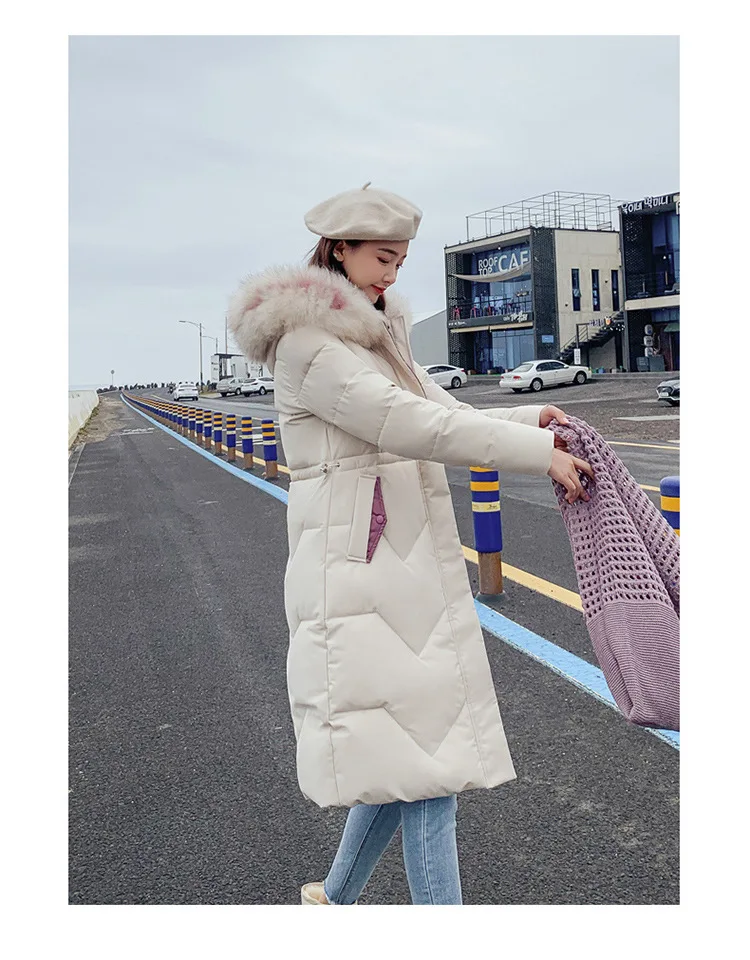 long Parka Down parka women Large collar down jacket medium length knee length jacket and thick jacket 922