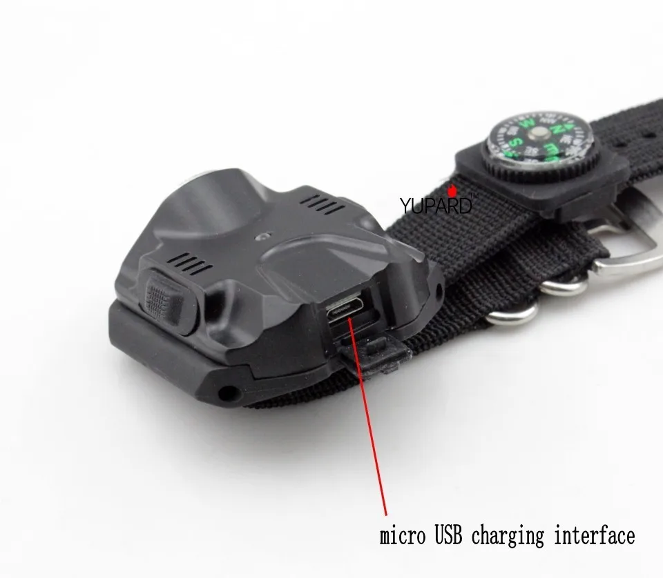 YUPARD Новое поступление Q5 светодиодный наручные часы перезаряжаемый фонарик usb зарядка модель на запястье тактический фонарик