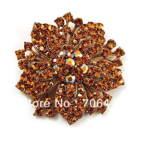 2 дюймов с бронзовым покрытием классический Стиль коричневые Стразы и кристаллы