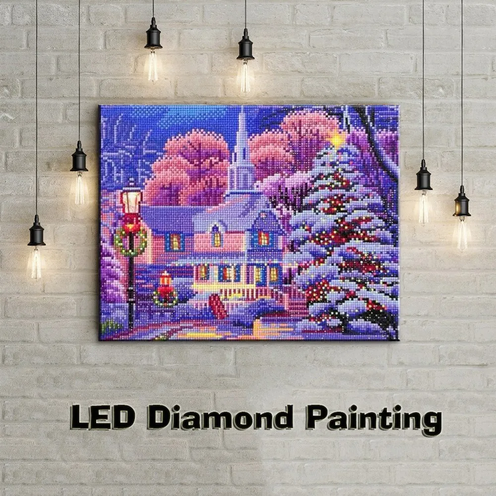 LED3004 EverShine Diamond Paining Новые поступления светодиодный светильник с рамкой Алмазная вышивка зимняя Ландшафтная мозаика с бриллиантами Рождественский Декор - Цвет: LED3004