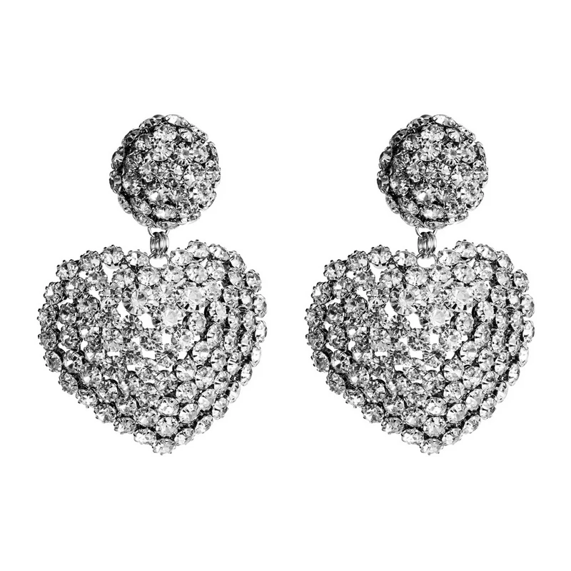 Новое поступление Bling горный хрусталь сердце женские серьги гвоздики в форме