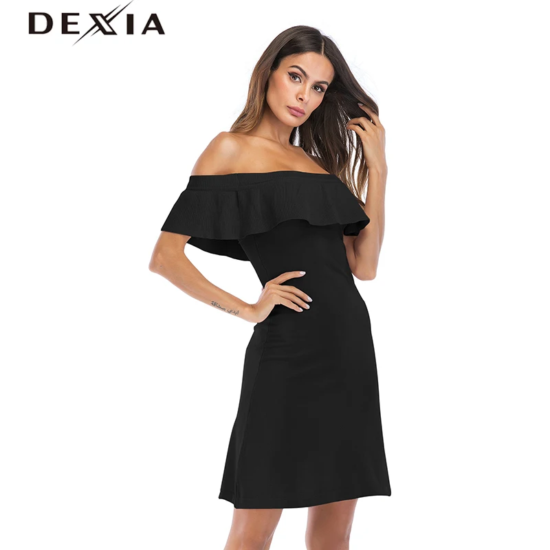 DEXIA/летнее черное Открытое Платье Vestidos De Fiesta вечерние свободные трапециевидные