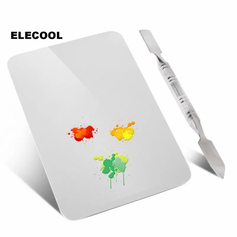 ELECOOL 1 шт. Нержавеющая сталь Косметика Макияж Палитра с шпатель инструмент основа