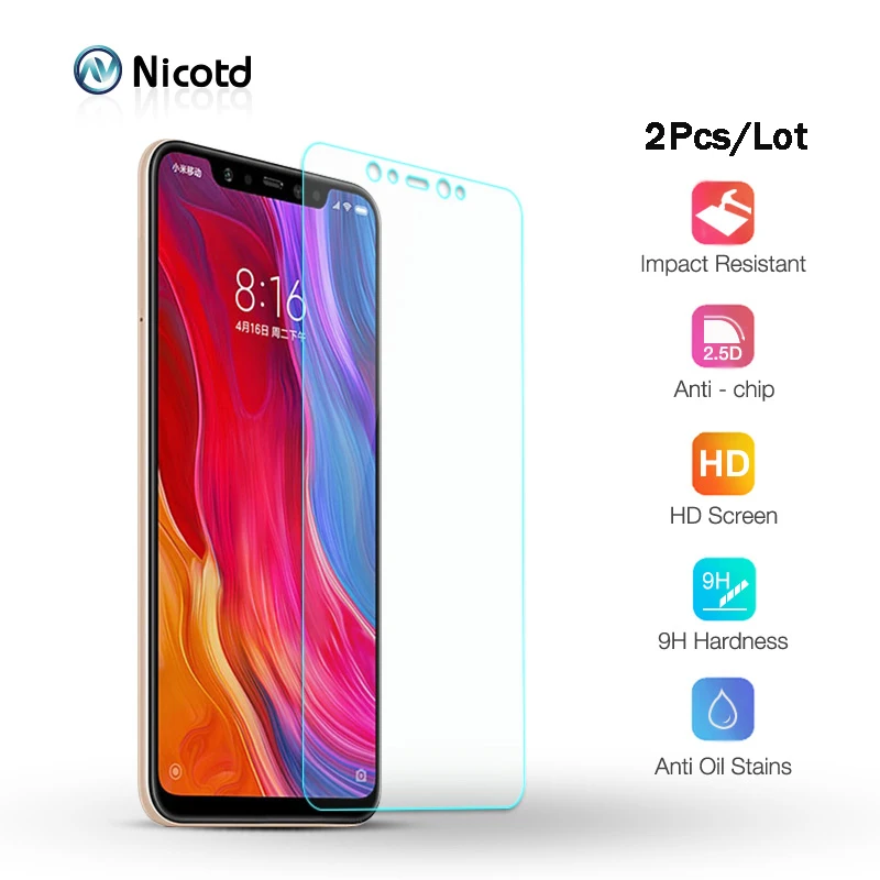 

2Pcs For Xiaomi Mi 6 8Lite 5 A1 A2 Tempered Glass Screen Protector Film For Xiaomi Mi 8 A1 5 A2 Transparent Glass Screen Film