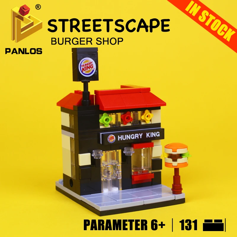 Фото Креативный уличный гамбургер магазин блоки образовательные DIY Кирпичи для детей