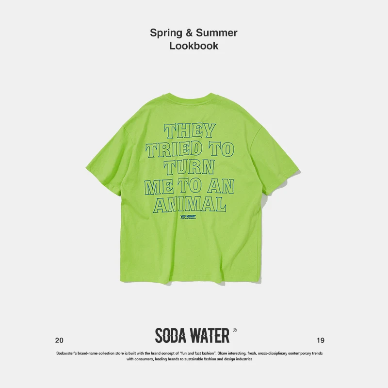 Мужская футболка с принтом SODA WATER уличная оверсайз в стиле хип-хоп 9157S 2019 | одежда