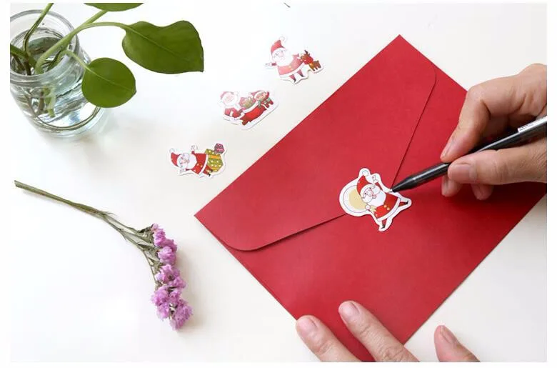 Наклейки-этикетки в виде санта-клауса на рождество 48 цветов декоративные