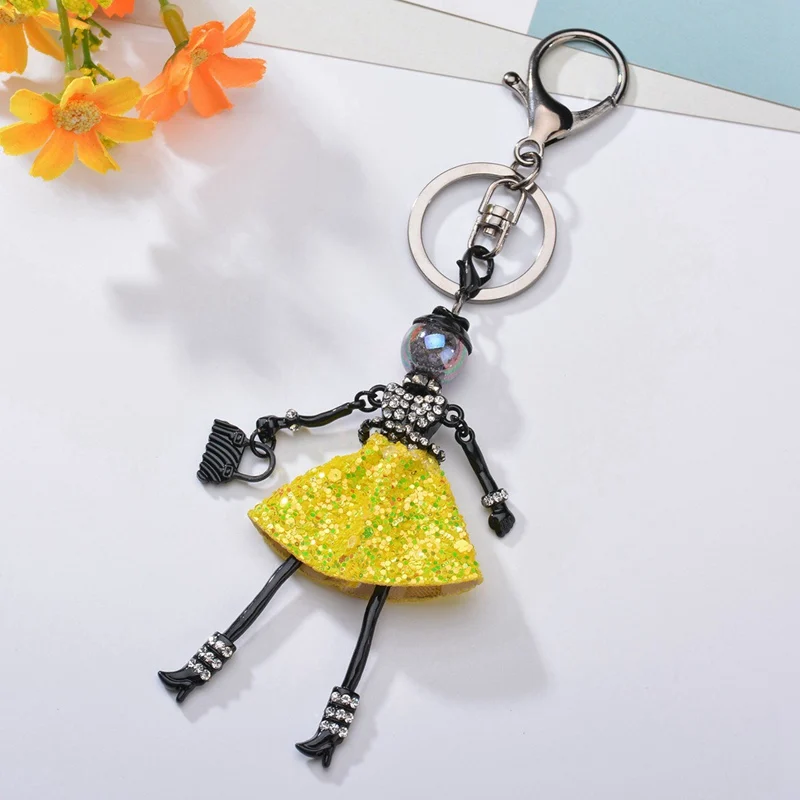 Креативный красочный горный хрусталь брелок милая пачка жемчужная кукла-брелок для ключей модная Автомобильная сумка Подвеска Брелки балетное платье брелок