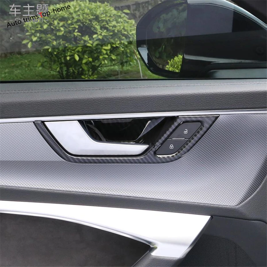 Yimaautotrims внутренняя дверная ручка крышка чаши отделка 4 шт. ABS Подходит для Audi A6 C8 матовый из углеродного волокна вид