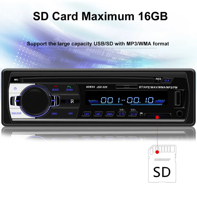 1 din автомагнитола JSD-520 Автомагнитола автомобиля стерео bluetooth аудио mp3 плеер usb sd aux вход oto teypleri Авто Радио автомобильный рекордер
