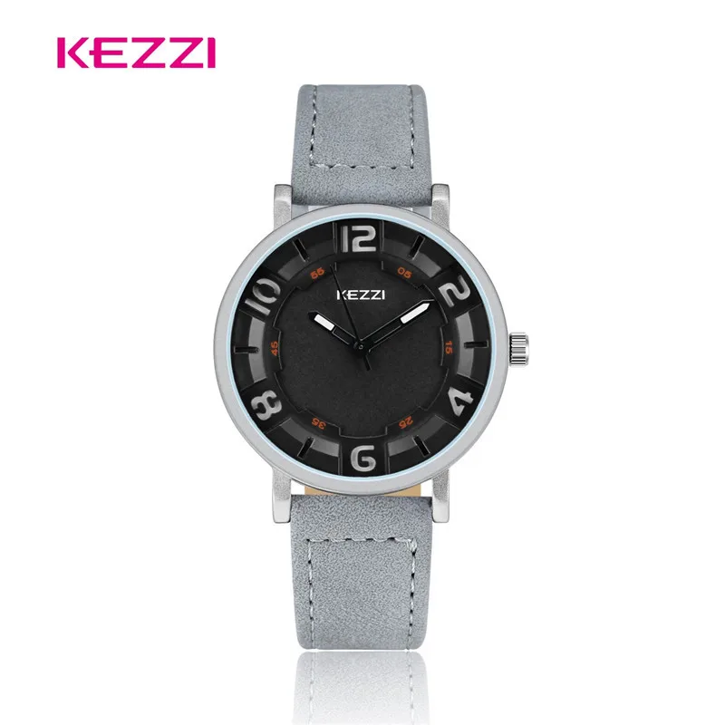 KEZZI Men Watch 2018 Black Leather Round Waterproof Quartz Wrist Best Gift For Zegarek Relogio Masculino De Luxo | Наручные часы