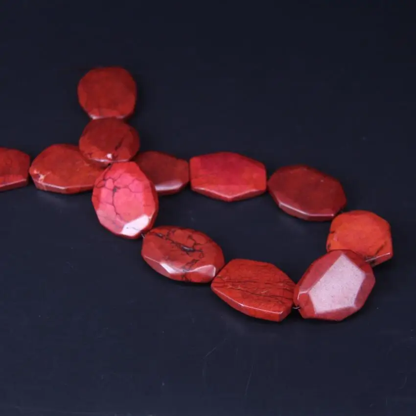 11-13pcs/strand Faceted Turquoises Slab Bead Pendants Orange Howlite,Cut Magnesite Stone Slice Nugget Loose Beads Jewelry Making